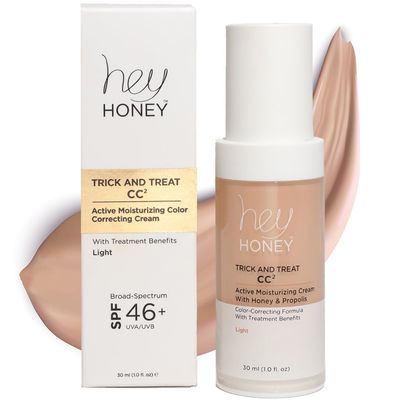 Hey Honey Trick and Treat CC Cream SPF 46 | Active Moisturizing Color Correcting Cream with Honey &amp; Propolis | Best Cover For Rosacea, Skin Redness &amp; Mature Skin | Cruelty-Free | 1 oz (Light Tone)