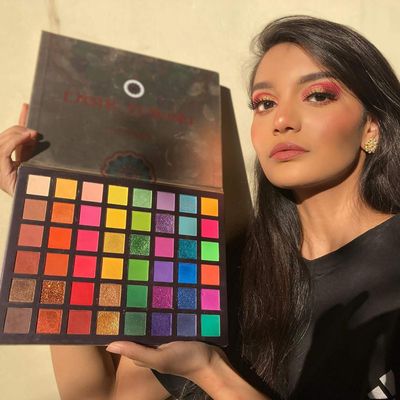 UCANBE EXOTIC FLAVORS Eyeshadow Palette  15 PCS Eye Brushes Makeup Set 48 Colors Neon Shimmer Matte Glitter Eye Shadow Po.