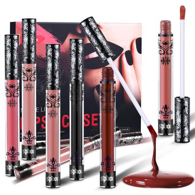 Onkessy 8 Colors Matte Lipstick labiales mate Matte Liquid Lipstick Set, Long-Lasting 12, Smudge Proof, Waterproof, Velvet Black Lipstick for Women Halloween Makeup Gifts