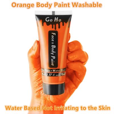 Go Ho Orange Body Paint Washable(2.37 oz,70 ml),Water Based Cream Orange Face Body Paint for Starfire SFX Cosplay Costumes Festivals Halloween Pumpkin Makeup