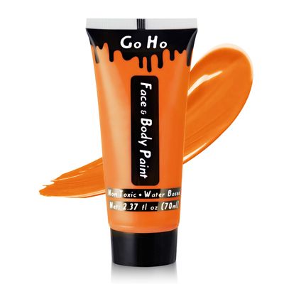 Go Ho Orange Body Paint Washable(2.37 oz,70 ml),Water Based Cream Orange Face Body Paint for Starfire SFX Cosplay Costumes Festivals Halloween Pumpkin Makeup
