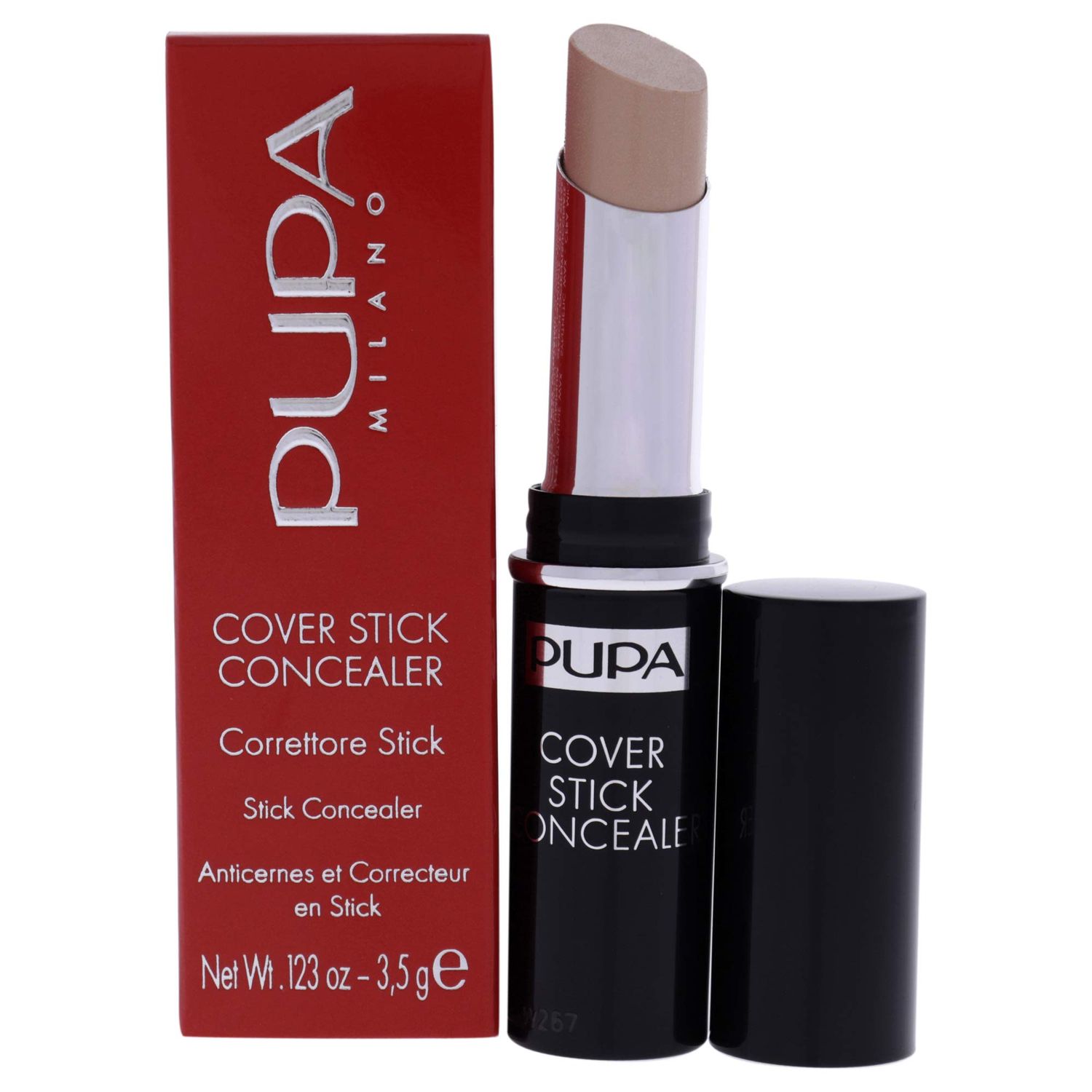 Pupa Milano Cover Stick Concealer - Ideal for Normal to Combination-Oily Skin - Offers Medium to High Coverage - For Pure Color and Total Smoothness to the Skin - 002 Beige - 0.123 Oz