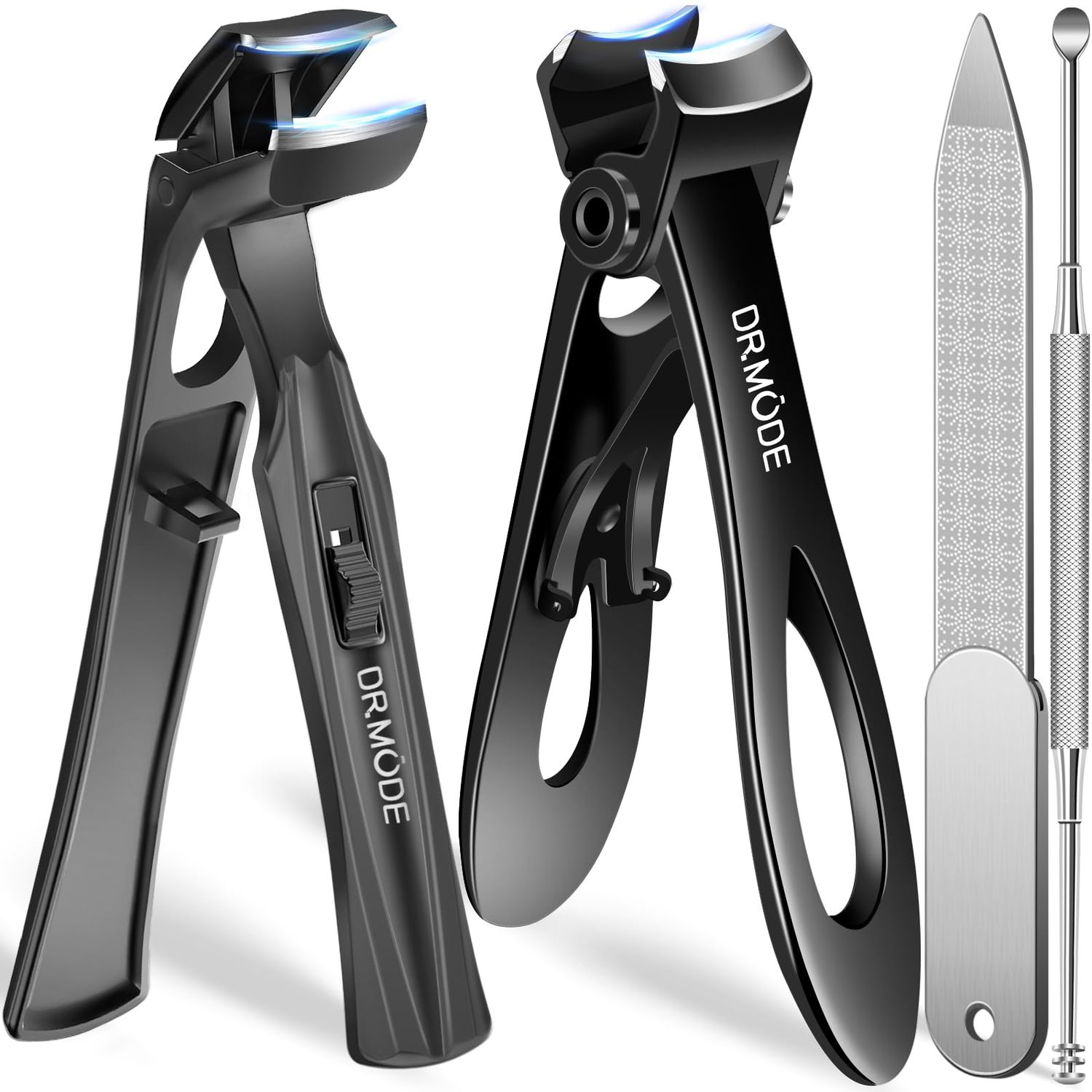 Toenail Clippers for Thick Nails for Seniors, Angled Head Large Toe Nail Clippers with Catcher, Heavy Duty Fingernail Clippers with Wide Opening Nail Cutter Men &amp; Women, Black