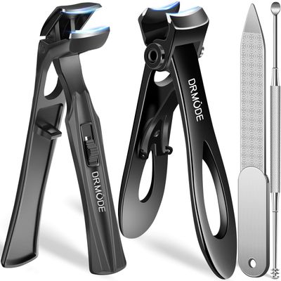 Toenail Clippers for Thick Nails for Seniors, Angled Head Large Toe Nail Clippers with Catcher, Heavy Duty Fingernail Clippers with Wide Opening Nail Cutter Men &amp; Women, Black