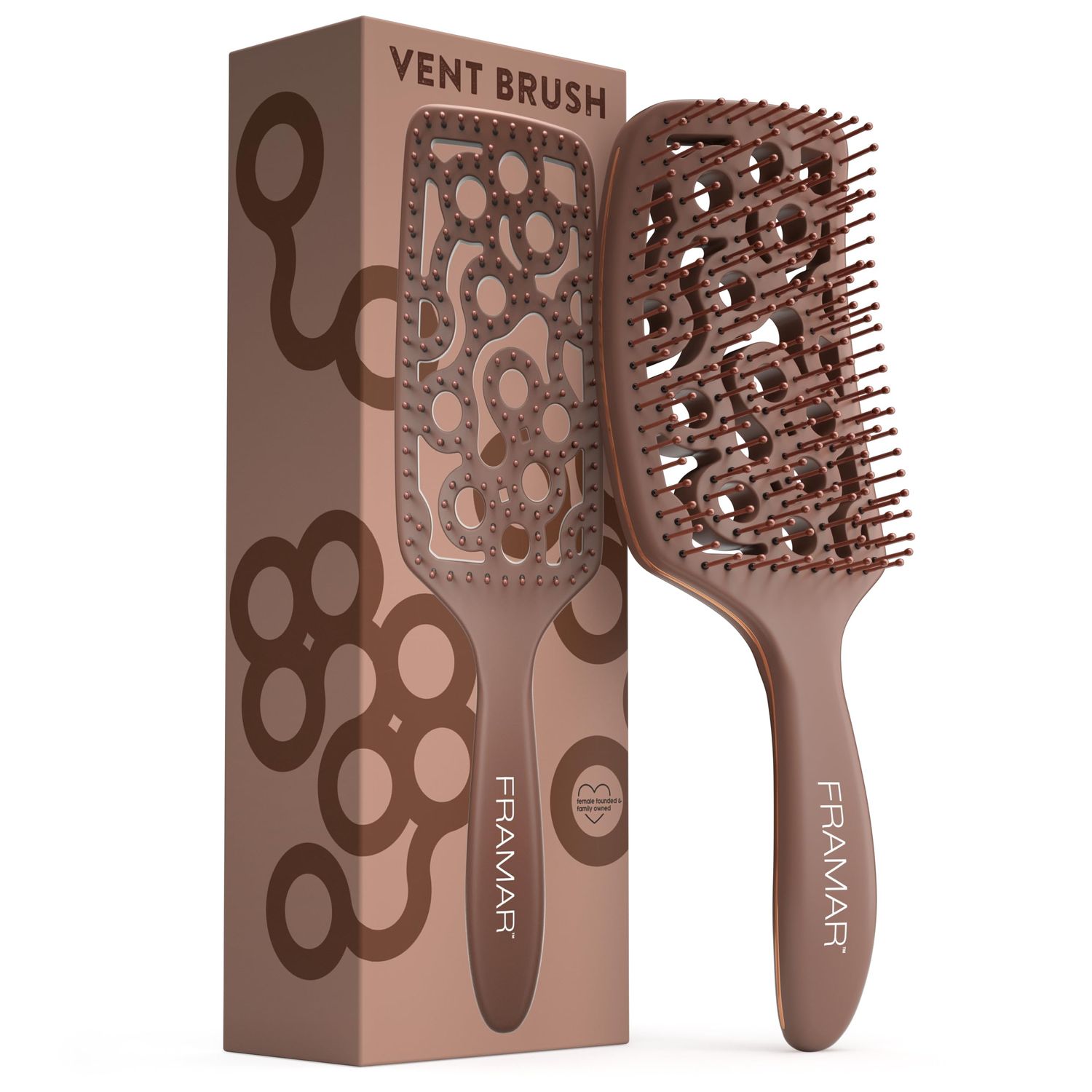 FRAMAR Chocolate Vented Hair Brush - Paddle Curved Hair Brush For Blow Drying, Wet Paddle Brush for Women Blow Drying