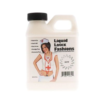 Liquid Latex Fashions - Ammonia Free Halloween Easy Peel Off Body Paint, Ideal for Art, Theater, Parties, School Plays, Cosplays and Concerts, White- 8 oz