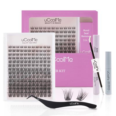 Secret Lash Clusters Kit 8-18mm Natural Eyelash Clusters Kit Slightly Wispy &amp; Spike D Curl - WideSpan DIY Eyelash Extension Kit Soft Individual Fake Eyelashes Clusters Kit Thin Invisible Lash Band