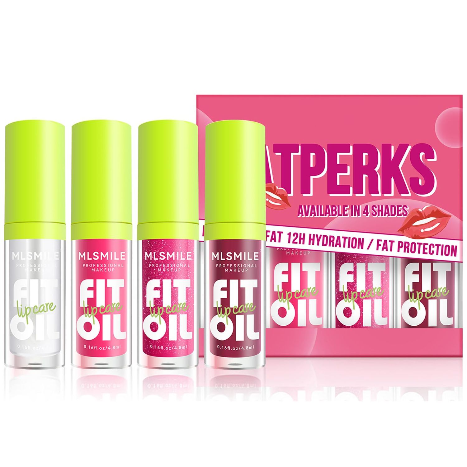 4 Colors Lip Oil Lip Glaze, Hydrating Lip Glow Oil Fit Oil Lip Care, Shiny Transparent Lip Gloss Plumping,Long Lasting Nourishing Non-sticky Fresh Clear Smooth Lip Care Product-Set A