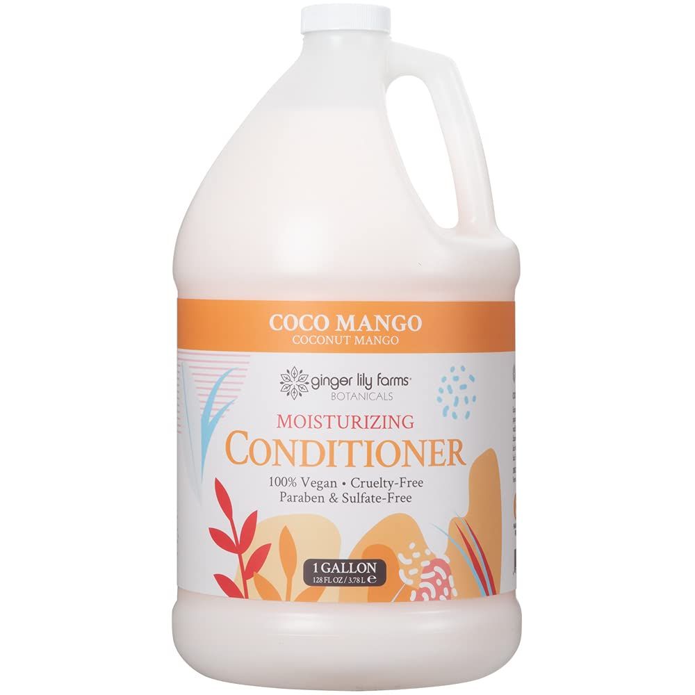 Ginger Lily Farms Botanicals Moisturizing Conditioner for All Hair Types, Coco Mango, 100% Vegan &amp; Cruelty-Free, Coconut Mango Scent, 1 Gallon Refill
