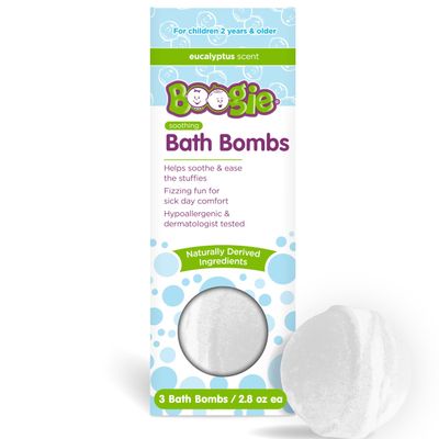 Boogie Kids Bath Bombs, Calming, Naturally Derived, Made with Aloe and Calming Vapors, Eucalyptus, 3 Bath Bombs, 2.8 oz, Pack of 1