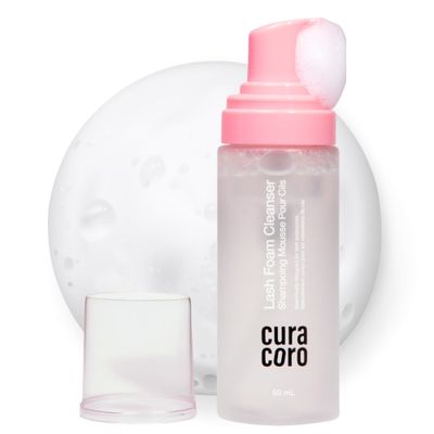 Curacoro 60ML Eyelash Extension Cleanser (Unscented) - Lash Shampoo for Lash Extensions, Eyelash Extension Foam Cleanser for Sensitive Skin, Removes Waterproof Makeup for Professional &amp; Home Use