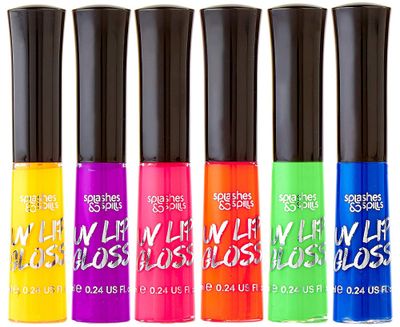 splashes &amp; spills UV Blacklight Lip Gloss - 6 Color Variety Pack, 3.7g - Day or Night Stage, Clubbing or Costume Makeup
