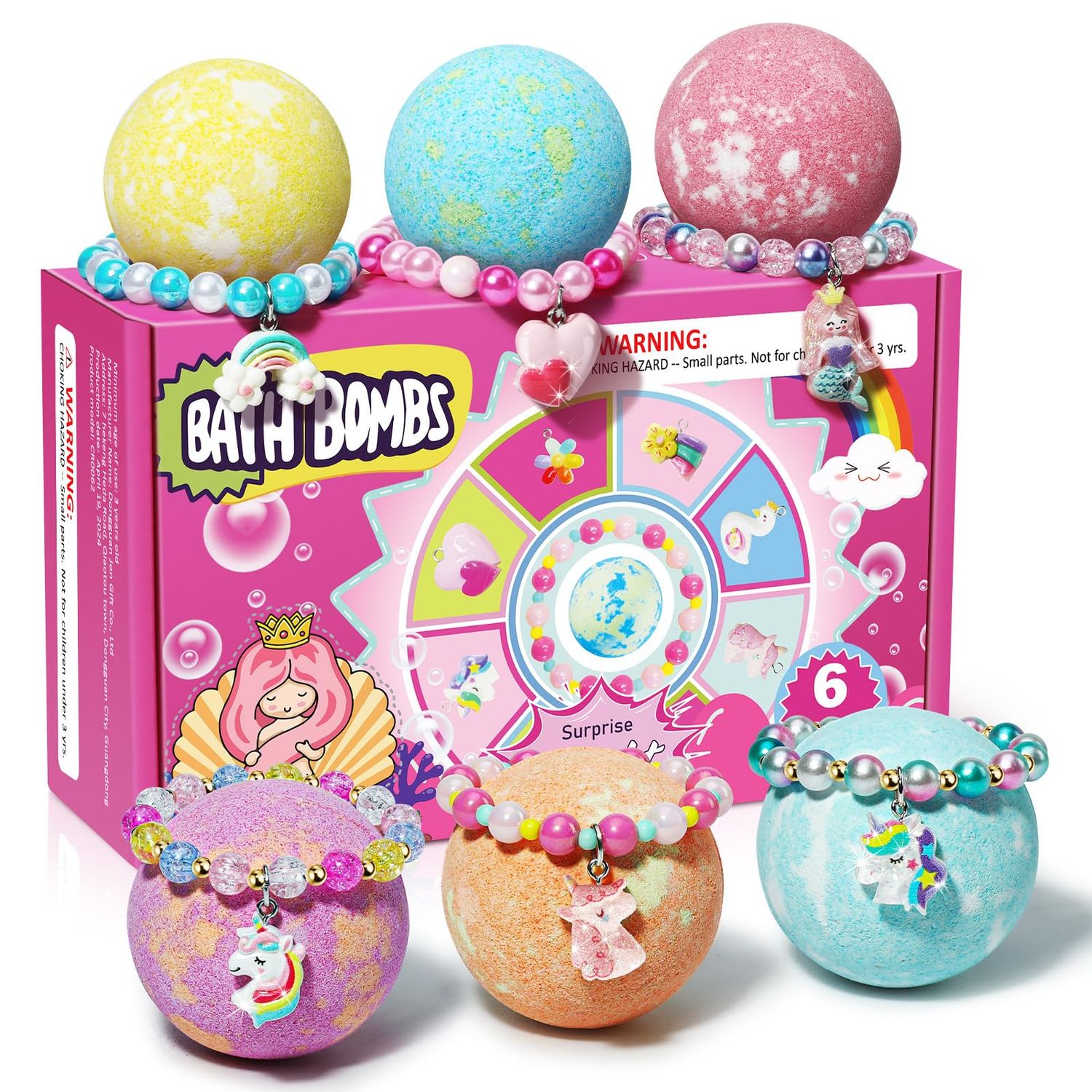 Valentines Day Gifts for Kids GirlsUnicorn Bath Bombs for Kids with Bracelet Inside, Bubble Bath Toys for Girls Age 4-6, Birthday Classroom Exchange Gifts for 345678 Year Old Girl Toys