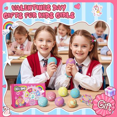 Valentines Day Gifts for Kids GirlsUnicorn Bath Bombs for Kids with Bracelet Inside, Bubble Bath Toys for Girls Age 4-6, Birthday Classroom Exchange Gifts for 345678 Year Old Girl Toys