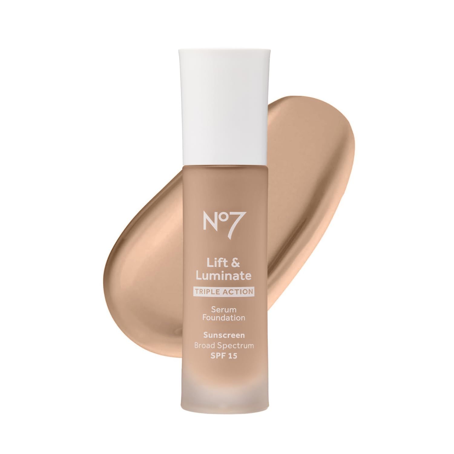 No7 Lift &amp; Luminate Triple Action Serum Foundation - Liquid Foundation Makeup with SPF 15 for a Dewy, Glowy Base - Radiant Serum Foundation for Mature Skin - Cool Ivory (1 Fl Oz)