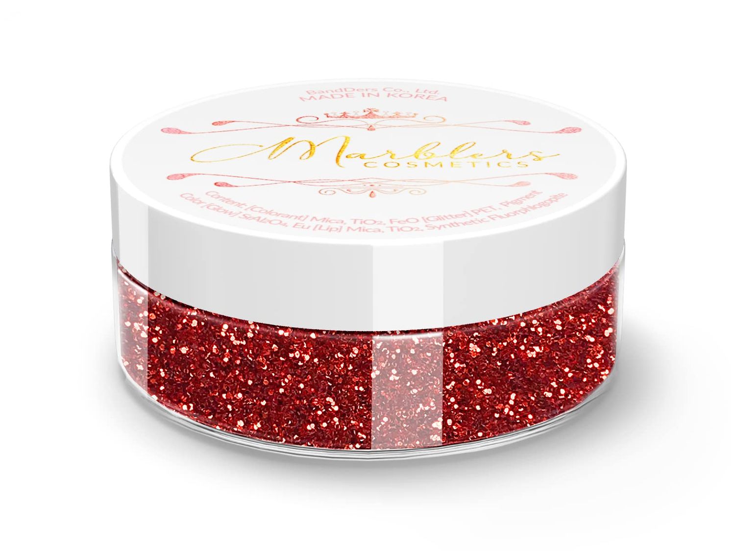 MARBLERS Twinkle Face &amp; Body Glitter Santa Red 0.18oz (5g) | Fine | Non-Toxic | Vegan | Cruelty-Free | Ethically Sourced | Festival Makeup | Eye, Hair, Nail, Eyeshadow | Cosmetic Grade