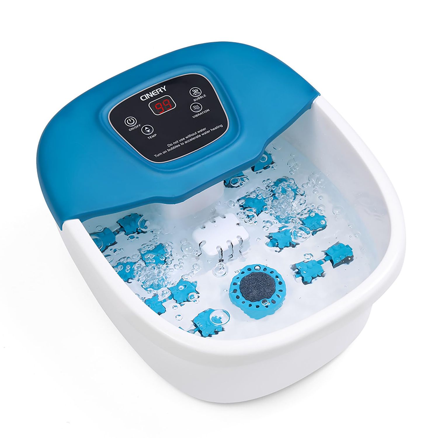 CINERY Foot Spa Bath Massager with Heat, Bubbles, Vibration and Pedicure Foot Spa with 16 Rollers for Feet Stress Relief, Foot Soaker with Mini Acupressure Massage Points &amp; Temperature Control