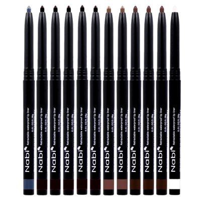12pcs, 5 Colors, Nabi Retractable Waterproof Eye Liner, Roll It Up Eye Liner Pencil, Long Lasting Fade Resistant (Black, Dark Brown, Brown, Navy Blue, White)