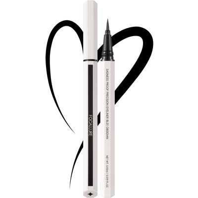 FOCALLURE Sadness Proof Precision Eyeliner,Sweatproof Eyeliner Pencil,Quick Drying,Smudge-proof,Long Lasting,Won&#39;t Slip Octagonal Grip,Ultra Fine Brush,BL01 OBSIDIAN
