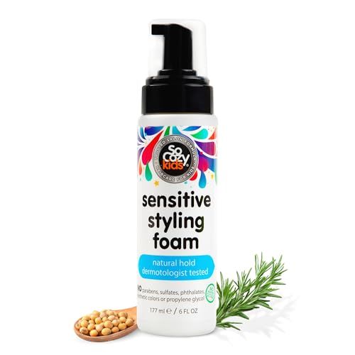 So Cozy Kids Sensitive Styling Foam - Sensitive Foam For Kids wStraight or Curly Hair - Gentle Natural Hold Styler, Rosemary (6 fl oz)