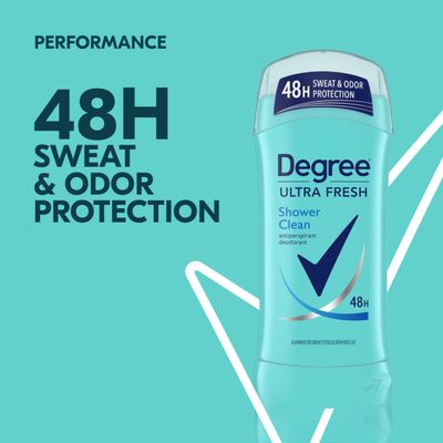 Degree Ultra Fresh Antiperspirant Deodorant Stick Shower Clean Pack of 4 for 48H Sweat and Odor Protection for Women, 2.6 oz