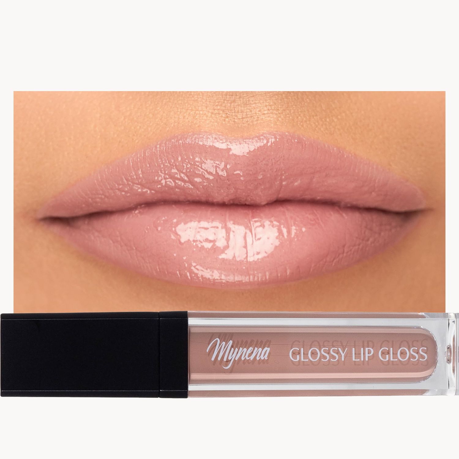 Mynena Nude Rose High Shine Non-Sticky Lip Gloss | Lightweight Hydrating &amp; Moisturizing | Vegan &amp; Cruelty-Free | Uma