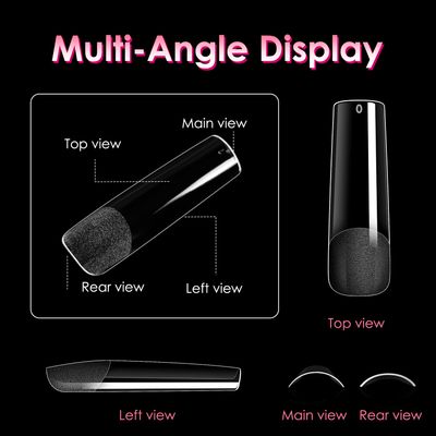 Ranrose Long Straight Nails Tips,240PCS Full Cover Soft Gel Nail Tips for Acrylic Nails Professional 12 Size Pre-shaped XXL Straight Shape False Nail Half Matte Fake Nail for Press On Nail Extensions