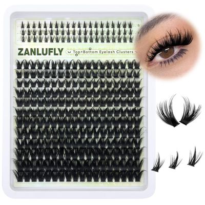 Lash Clusters with Bottom Lashes Wispy Eyelash Clusters with 5-7MM Lower Lashes Natural Lash Extensions with Bottom Lash Clusters 10-16MM DIY Individual Lashes 276Pcs D Curl Cluster Eyelash Extensions