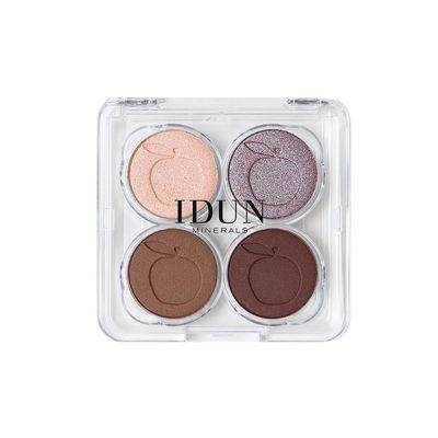IDUN Minerals Eyeshadow Palette with Mirror - Lavendel - Swedish Vegan Eye Makeup - 4 Mineral Eyeshadow Shades of Brown, Purple - Each Color 0.03 oz