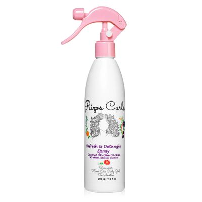 Rizos Curls Refresh &amp; Detangle Spray, Moisturizing Leave-In Conditioner, Hydrate &amp; Reduce Frizz, Add Shine &amp; Definition with Coconut Oil, Aloe Vera &amp; Shea Butter, All Hair Types 1a- 4c, 10 oz