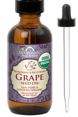 US Organic Grape Seed Oil, USDA Certified Organic, 100% Pure &amp; Natural, Cold Pressed Virgin, Unrefined, in Amber Glass Bottle wGlass Eye dropper for Easy Application (2 oz (56 ml))