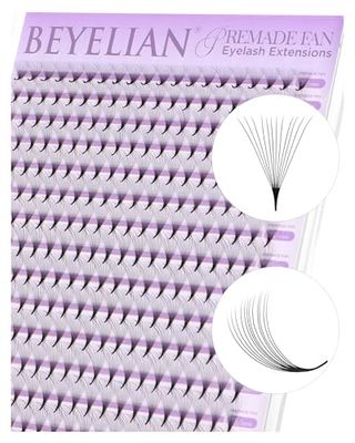 BEYELIAN Premade Lash Fans, 320 Fans Pre Made Fans Volume Lash Extensions 3D 6D 8D 10D 12D 20D 0.07 CD Curl Save Time Eyelash Extensions for Professional Salon, 8-15mm MIX Easy to Use (12D-0.07-C)