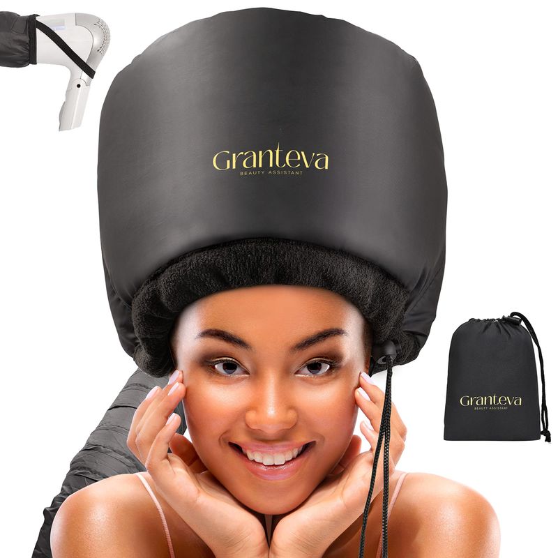 Hooded Hair Dryer wA Headband Integrated That Reduces Heat Around Ears &amp; Neck - Hair Dryer Hooded Diffuser Cap for Curly, Speeds Up Drying Time, Safety Deep Conditioning At Home - Portable, Large