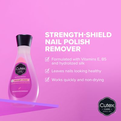 Cutex Nail Polish Remover, Strength Shield, Leaves Nails Looking Healthy, Contains Vitamins E, B5 &amp; Hydrolyzed Silk, 6.76 Fl Oz
