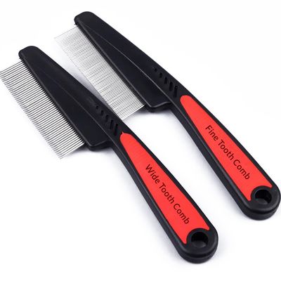 2 Pieces Stainless Steel Fine &amp; Wide Tooth Comb, High Strength Teeth Hair Combs, Professional Dandruff Combs Grooming Tool (two different style)