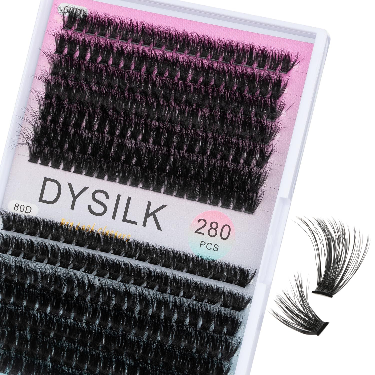 DYSILK Lashes Clusters Individual Lashes - Fluffy Lash Clusters 280pcs DIY Lash Extension Mink Eyelash Clusters Wispy 10-16mm Volume Lash Clusters C Curl Reusable (60D80D-Fluffy-10-16mm Mix)