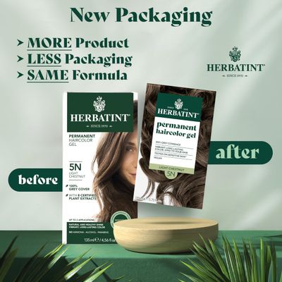 Herbatint Permanent Haircolor Gel, 5N Light Chestnut, Alcohol Free, Vegan, 100% Grey Coverage - 4.56 oz