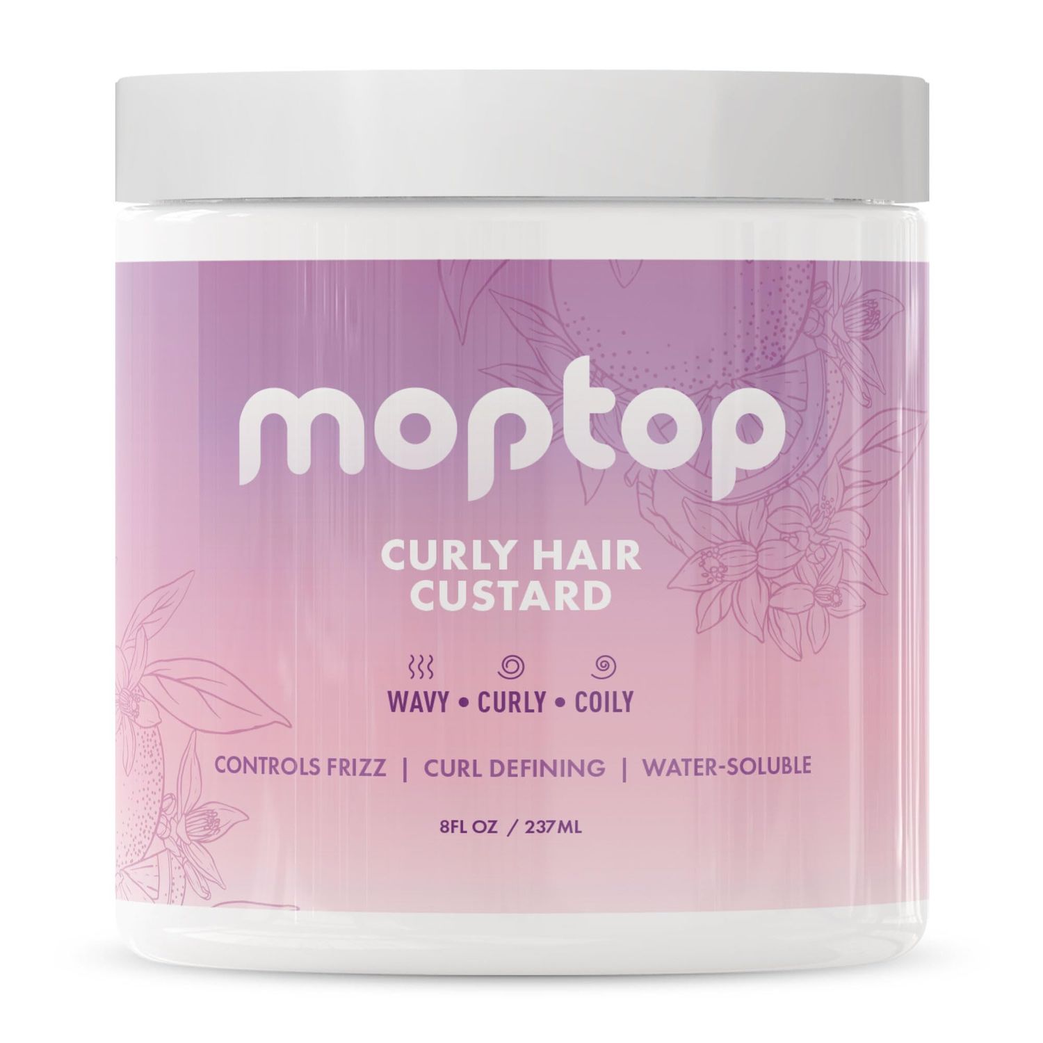 MopTop Curly Hair Custard Gel for Waves, Coils &amp; Kinks - Anti-Frizz Curl Moisturizer, Definer &amp; Lightweight Activator with Aloe, Great for Dry Hair, 8oz