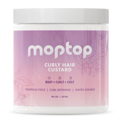 MopTop Curly Hair Custard Gel for Waves, Coils &amp; Kinks - Anti-Frizz Curl Moisturizer, Definer &amp; Lightweight Activator with Aloe, Great for Dry Hair, 8oz