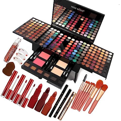 UNIFULL 190 Colors Makeup Pallet,Professional Makeup Kit for Women Full Kit,All in One Makeup Sets for Women&amp;Beginner,include Eyeshadow,Lipstick,Compact Powder,Eyeliner,Concealer(004-Black)