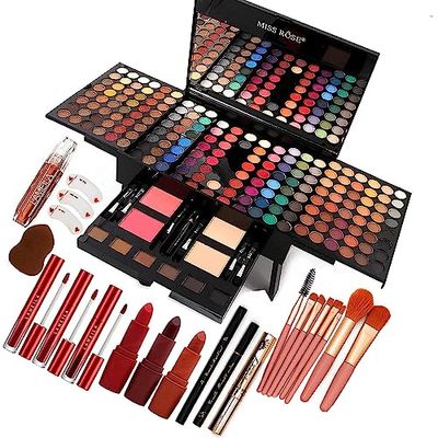 UNIFULL 190 Colors Makeup Pallet,Professional Makeup Kit for Women Full Kit,All in One Makeup Sets for Women&amp;Beginner,include Eyeshadow,Lipstick,Compact Powder,Eyeliner,Concealer(004-Black)