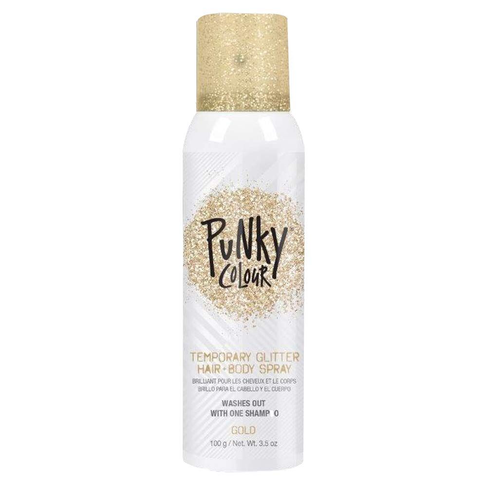 Punky Temporary Hair and Body Glitter Spray, Gold - Lightweight Shimmery Glow for Hair, Skin, and Clothes, Easy-to-Use Sparkly Glitter Hairspray, 3.5 oz