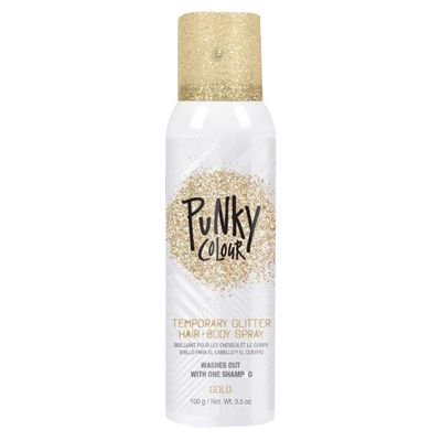 Punky Temporary Hair and Body Glitter Spray, Gold - Lightweight Shimmery Glow for Hair, Skin, and Clothes, Easy-to-Use Sparkly Glitter Hairspray, 3.5 oz