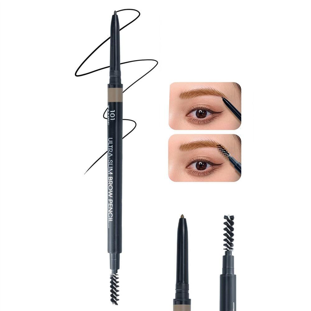Go Ho Waterproof Taupe Eyebrow Pen with Brush,Dual-sided Fine Eyebrow Pencil,Natural-Looking Brows,Long Lasting,Draws Tiny Brow Hairs and Fills in Sparse Ultra-Fine Brow Pen,01