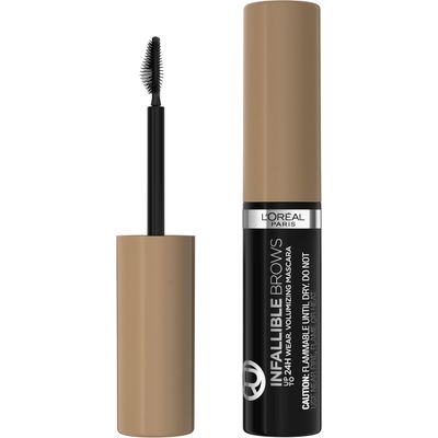 L&#39;Oreal Paris Infallible Volumizing 24H Wear Brow Mascara, Long Lasting Eyebrow Makeup for 2X Fuller Eyebrows, 7.0 Blonde, 0.13 Fl Oz