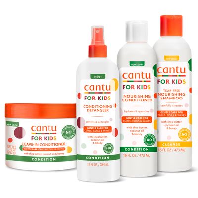 Cantu Care for Kids Haircare Regimen Set with Large Size Shampoo  Conditioner  Detangler  Leave-In Conditioner (Pack of 4)