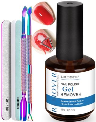 LOUINSTIC Gel Nail Polish Remover,Gel Remover for Nails No Need to Soak or Wrap, Quickly Remove Gel Nail Polish in 2-5 Minutes, Professional Gel Polish Remover Kit