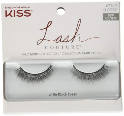 KISS Lash Couture Faux Mink False Eyelashes 1-Pack, Knot-Free Lash Band, Reusable, Contact Lens Friendly, Easy To Apply, Ultrafine, Tapered, Synthetic Fake Lashes, Style Little Black Dress, 1 Pair