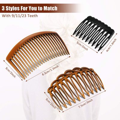 24 Pieces French Hair Side Combs Set Plastic Twist Comb Hair Clip Combs Accessories for Women(9 Teeth Side, 11 Teeth Side, 23 Teeth Side)