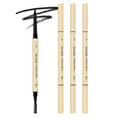 AMY&#39;S DIARY 3pcs Balck Eyebrow Pencil Retractable Definer,Dual-Sided Brow Brush, Fine Tip, Shapes, Defines, Fills Brow Makeup Flapiz Para Cejasills(1#)